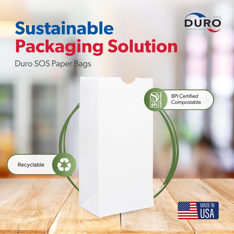 DURO 2# White Paper Popcorn Bags 25-Count, Bulk Small White Paper Bags Lunch Size 4.31 x 2.43 x 7.87 Inches, Dubl Life SOS Paperbag for Candy, Cookies, Sandwich, Snacks & Treats - Image 2